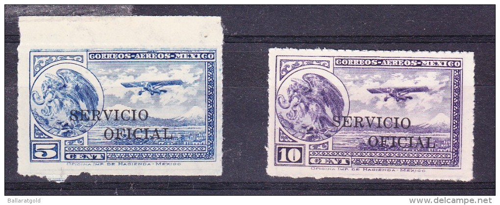 Mexico 1923 Airmails "Oficial" Overprints Roulette - Mexico