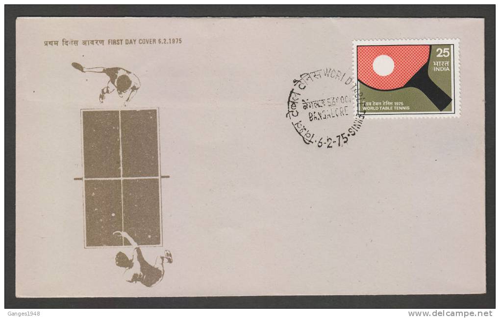 India 1975  WORLD TABLE TENNIS  BANGALORE  BUREAU  FDC # 34561 Indien Inde - Table Tennis