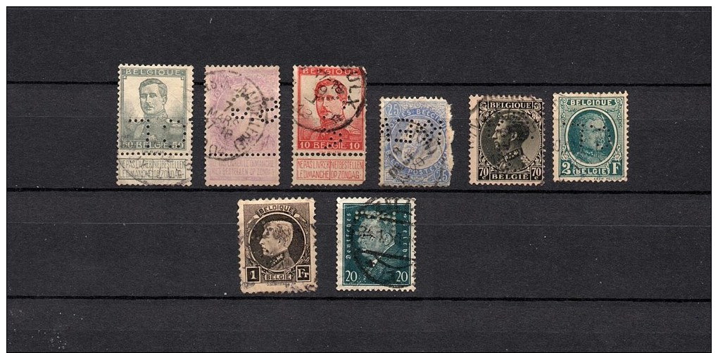 Belgique Belgie Used Perfin Perfore Stamps  Timbres Different - Ohne Zuordnung