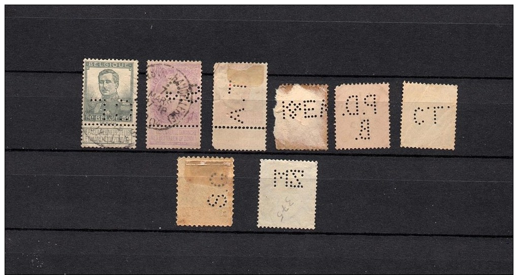 Belgique Belgie Used Perfin Perfore Stamps  Timbres Different - Ohne Zuordnung