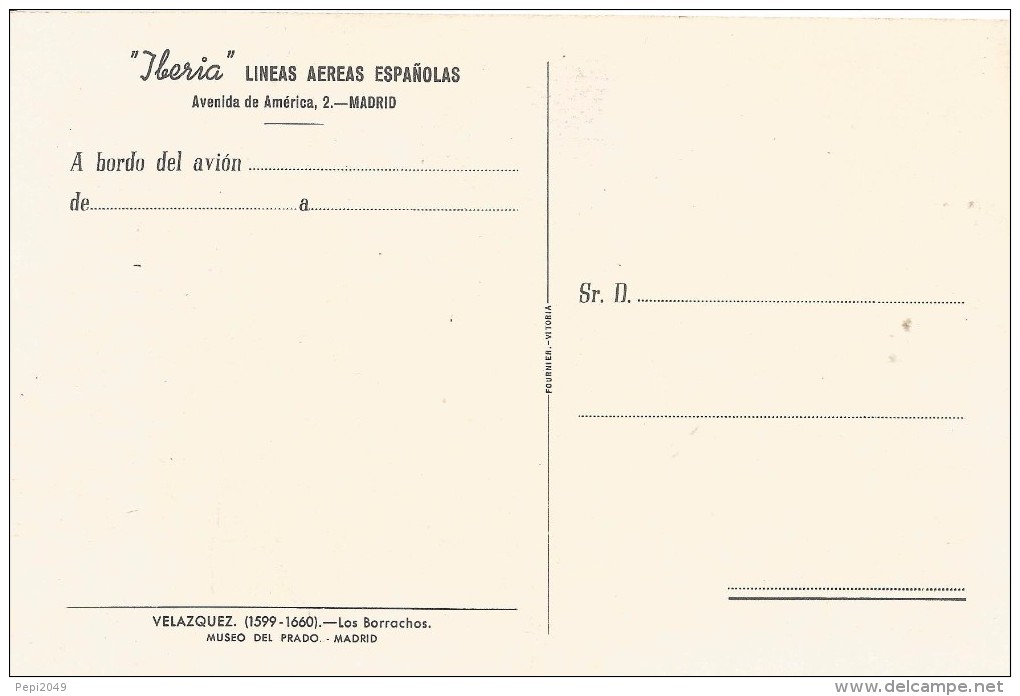 Z320 - POSTAL - LOS BORRACHOS - VELAZQUEZ - POSTAL GENTILEZA DE IBERIA LINEAS AEREAS ESPAÑOLAS - Otros & Sin Clasificación