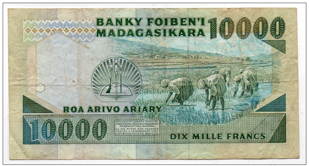 MADAGASCAR : 10000 Frcs 1988 (vf) - Madagascar
