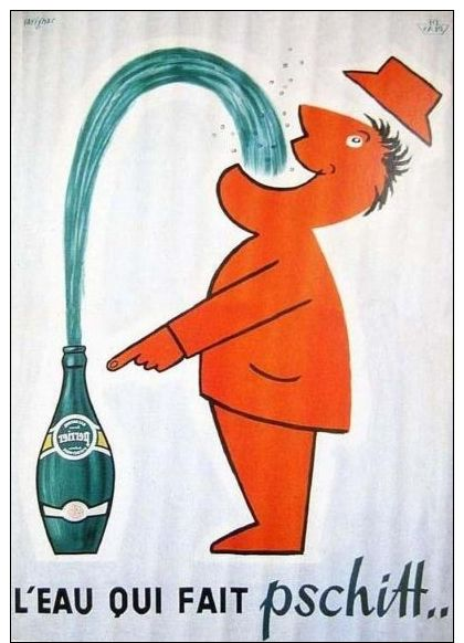 Postcard - Poster Reproduction - Perrier L´eau Qui Fait Pschitt 1952 - Publicité