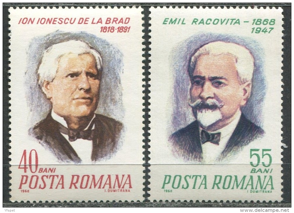 Ion Ionescu De La Brad (Agronomist), Emil Racovita (Explorer,Bio-Speologist), 1968 - Altri & Non Classificati