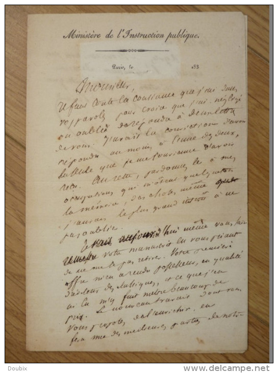 Désiré NISARD (1806-1888) - Critique ACADEMIE FRANCAISE - Directeur Ecole Normale - Autographe - Autres & Non Classés