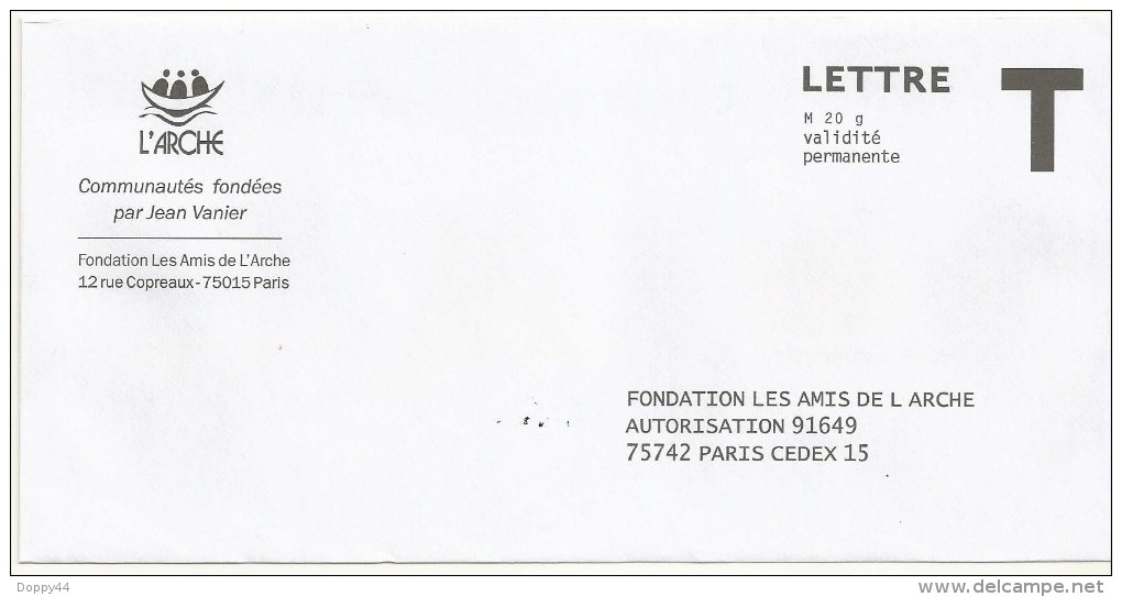 ENVELOPPE T FONDATION LES AMIS DE L'ARCHE - Cartes/Enveloppes Réponse T