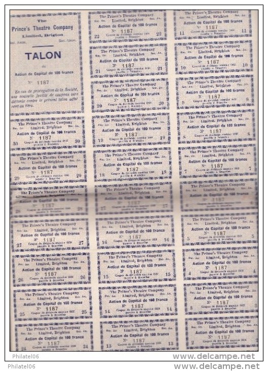 10 ACTIONS PRINCE'S THEATRE COMPANY (TIRAGE 1250)  LIASSE DE 10 ACTIONS - Cinéma & Théatre