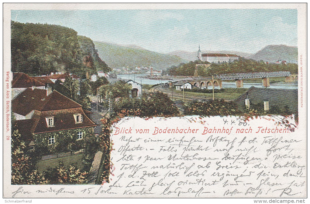 Litho AK Podmokly Bodenbach Blick Bahnhof Nadrazi Bei Tetschen Decin Obergrund Priper Biela Bela Niedergrund Laube - Sudeten