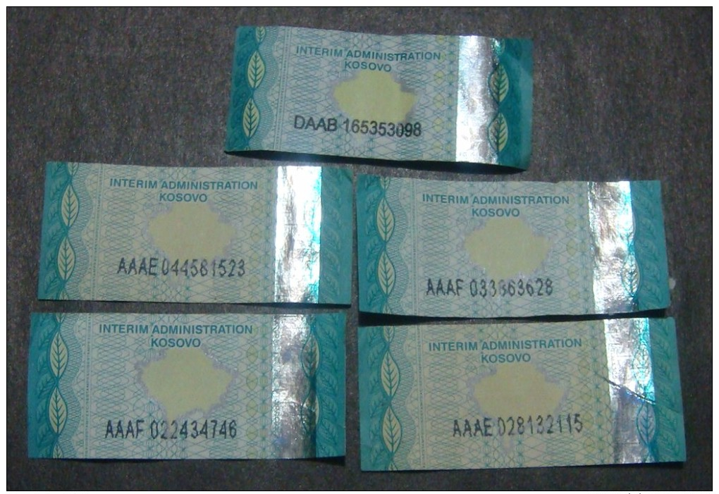 KOSOVO TOBACCO REVENUES, FIRST EDITION (x5), RARE, USED. - Autres & Non Classés