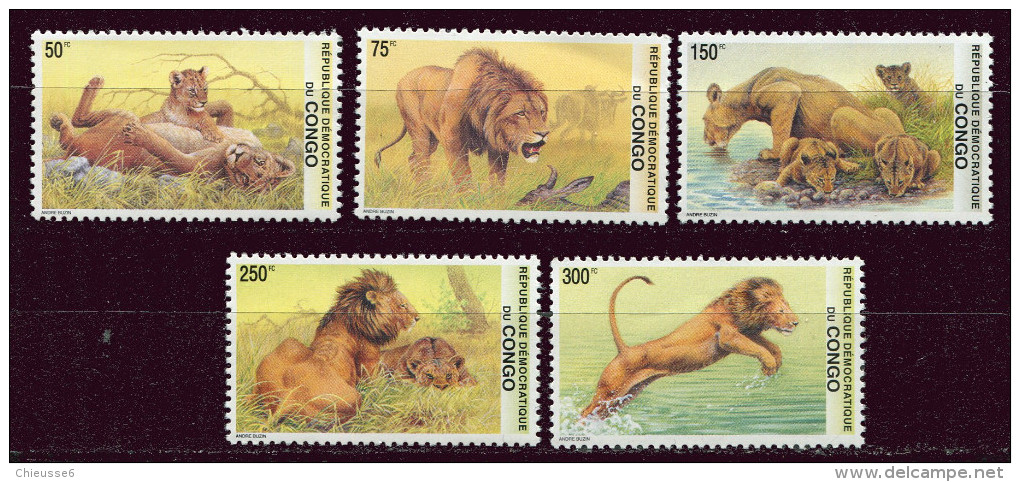 (cl 15 - P52)  Congo ** N° 1524 à 1528 (ref. Michel Au Dos)  - Lions  - - Ongebruikt