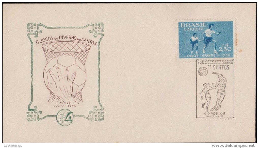 O) 1956 BRAZIL, II WINTER GAMES CHILDREN, FDC SLIGHT TONED XF - FDC