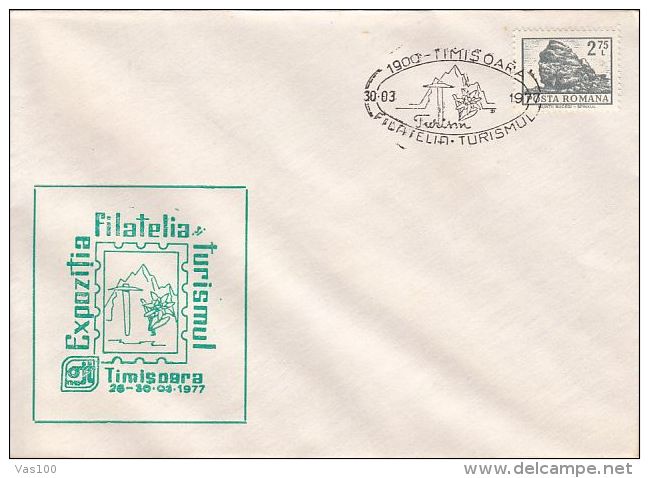 TOURISM PHILATELIC EXHIBITION, CLIMBING HAMMER, EDELWEISS FLOWER, SPECIAL COVER, 1977, ROMANIA - Other & Unclassified