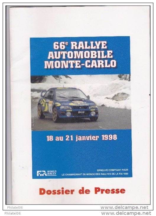 66 EME RALLYE AUTOMOBILE DE MONTE CARLO  1998  EN FRANCAIS ET ANGLAIS  48 PAGES  TB - Auto/Moto