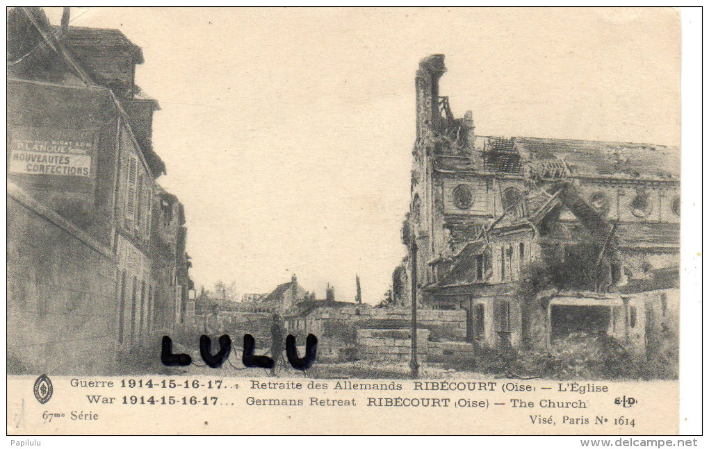 DEPT 60 : Ribecourt , L église ( Grande Guerre ) - Ribecourt Dreslincourt