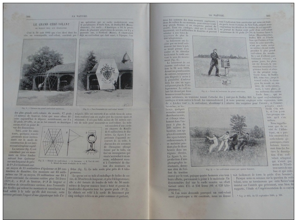 LA NATURE1893N°1040:ERUPTION ETNA 1892/FONTAINE-OZILLAC REFUGE SOUTERRAIN/CERF-VOLANT GEANT/ECLPISE SOLAIRE - Magazines - Before 1900