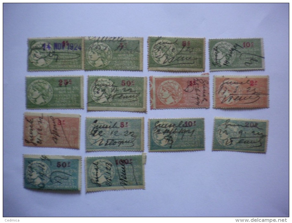 SERIE DE 14 TIMBRES IMPOT DE 5%:1,4,5,10,25,50c,1,2,3,5,10,20,50,100F - Autres & Non Classés