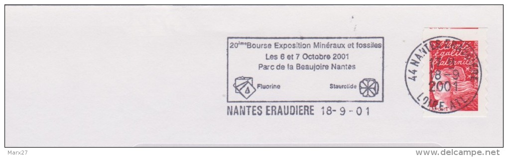 Géologie : Flamme Nantes (Loire Atlantique) Expo Minéraux Fossiles 2001 Parc De La Beaujoire Fluorine Et Staurotide - Altri & Non Classificati