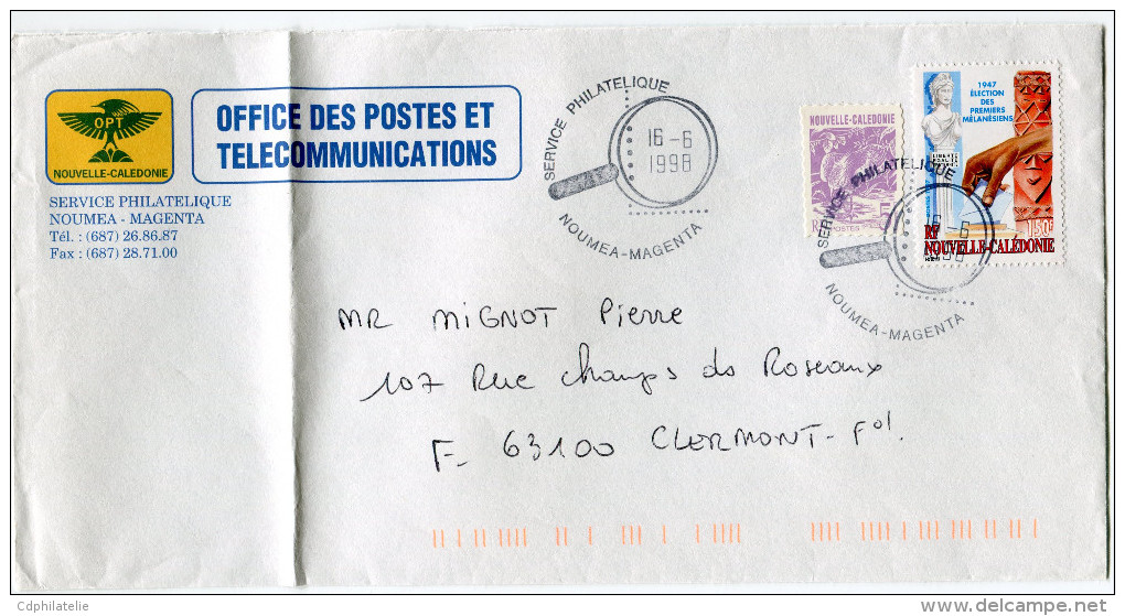 NOUVELLE-CALEDONIE LETTRE DEPART NOUMEA-MAGENTA 16-6-1998 POUR LA FRANCE - Used Stamps