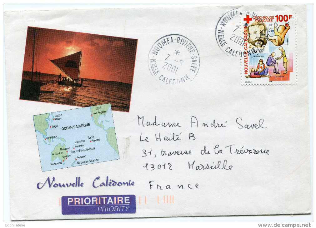 NOUVELLE-CALEDONIE LETTRE DEPART NOUMEA-RIVIERE-SALEE 7-5-2001 POUR LA FRANCE - Briefe U. Dokumente