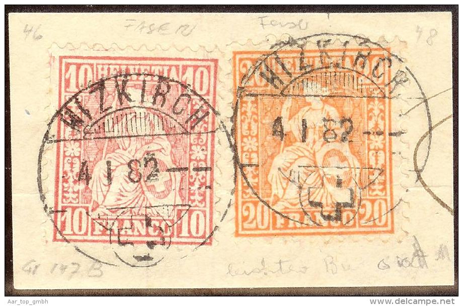 Heimat LU Hizkirch 1882-01-04 Auf Briefstk. Zu#46+48 Sitzende - Storia Postale