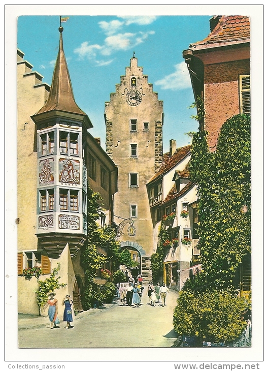 Cp, Allemagne, Meersburg Am Bodensee, Obertor Und Baren, Voyagée - Meersburg