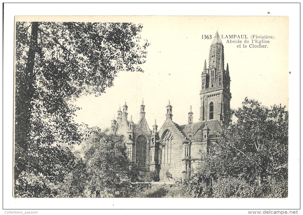 Cp, 29, Lampaul, Abside De L´Eglise Et Le Clocher - Lampaul-Guimiliau