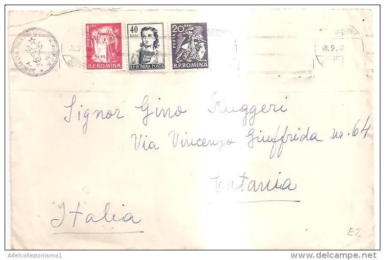 75476) Lettera Con 20 B+40 B+1 Lei Dalla Romania A Catania Il 18-9-1960 - Postmark Collection