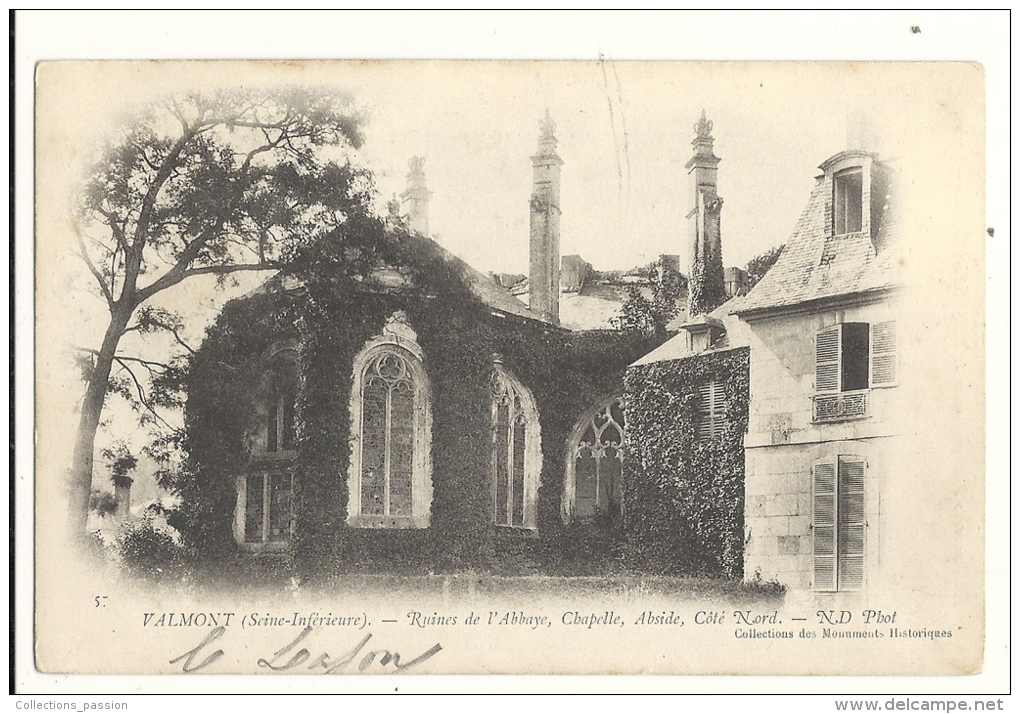 Cp, 76, Valmont, Ruines De L'Abbaye, Abside, Côté NOrd, Voyagée 1903 - Valmont