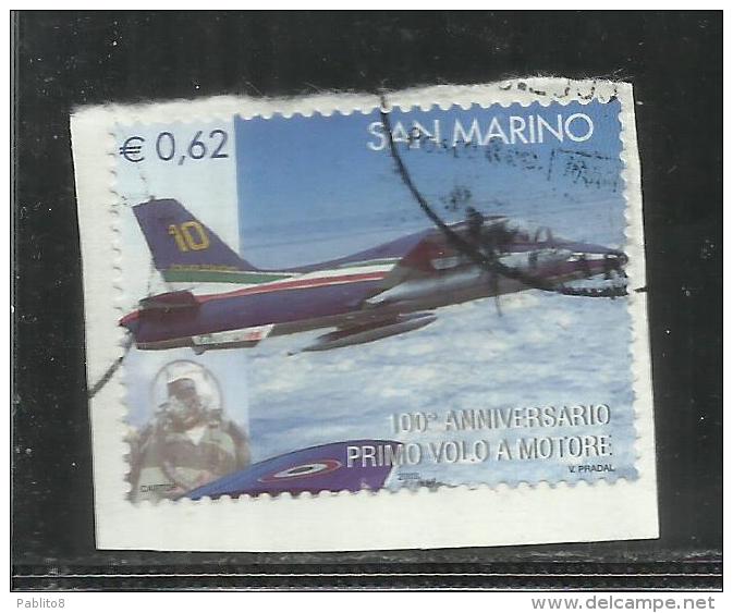 SAN MARINO 2003 CENTENARIO PRIMO AEROPLANO A MOTORE AERMACCHI MB339 € 0,62 USATO USED OBLITERE´ - Oblitérés