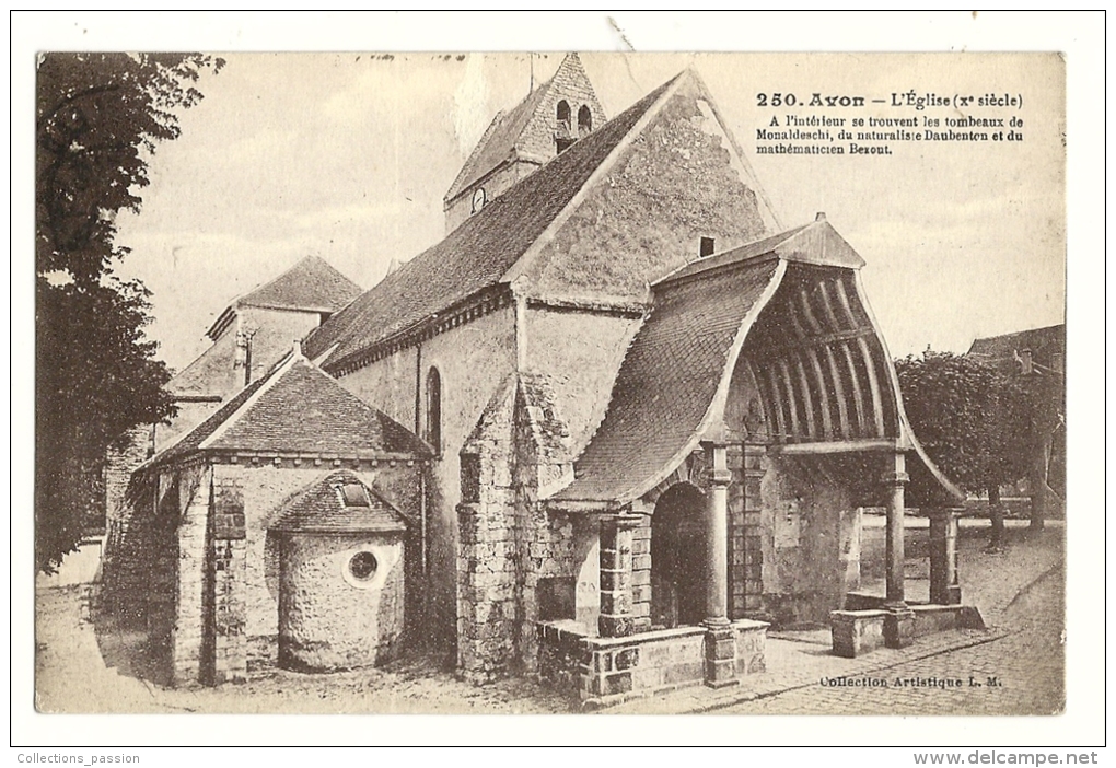 Cp, 77, Avon, L'Eglise, Voyagée 1920 - Avon