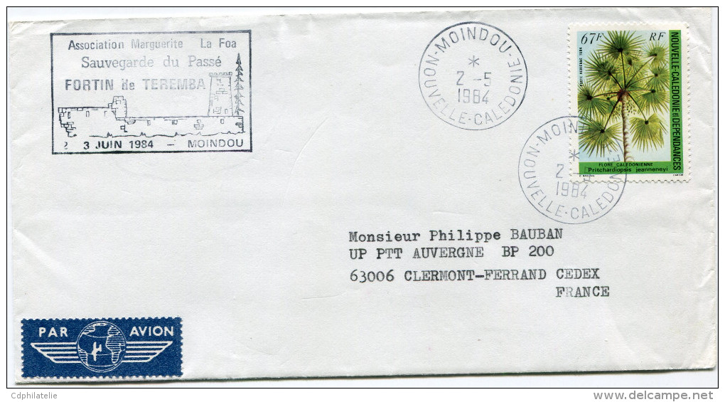 NOUVELLE-CALEDONIE LETTRE PAR AVION DEPART MOINDOU 2-5-1984 POUR LA FRANCE - Covers & Documents