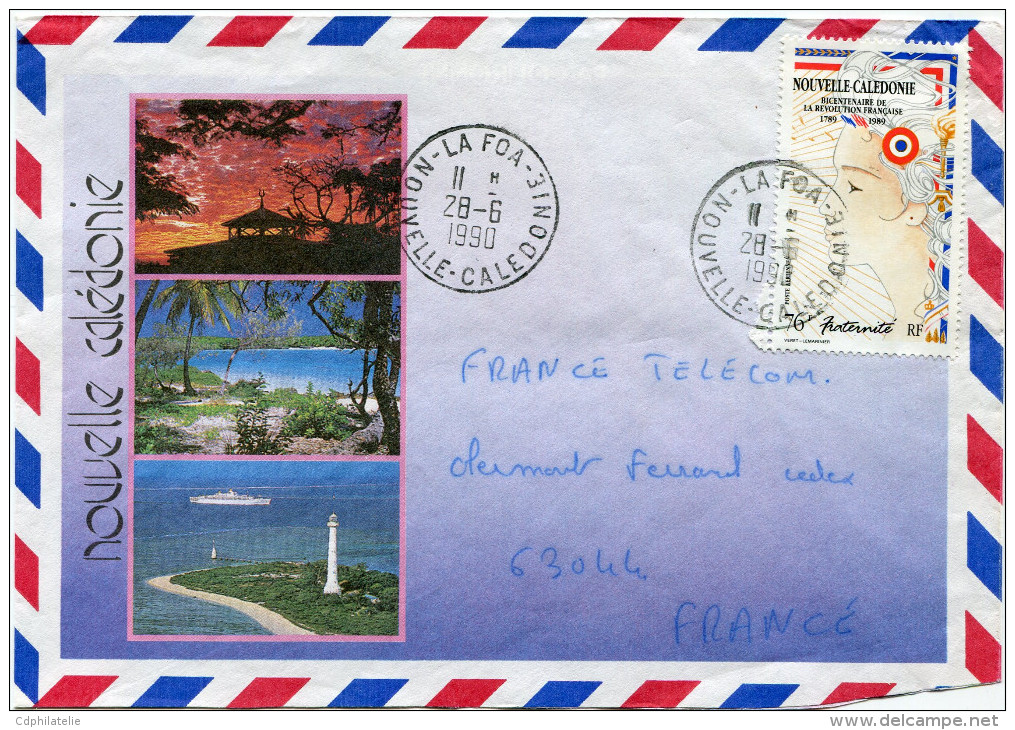 NOUVELLE-CALEDONIE LETTRE PAR AVION DEPART LA FOA 28-6-1990 POUR LA FRANCE - Lettres & Documents