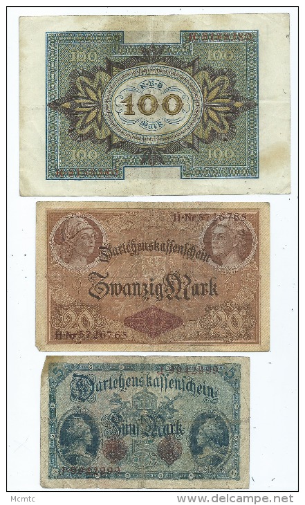 Lot De 3 Billets D' Allemagne  (2 Scans ) - Andere & Zonder Classificatie