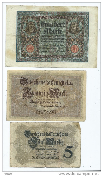 Lot De 3 Billets D' Allemagne  (2 Scans ) - Sonstige & Ohne Zuordnung