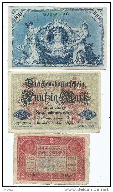 Lot De 3 Billets D´ Allemagne  (2 Scans ) - Andere & Zonder Classificatie