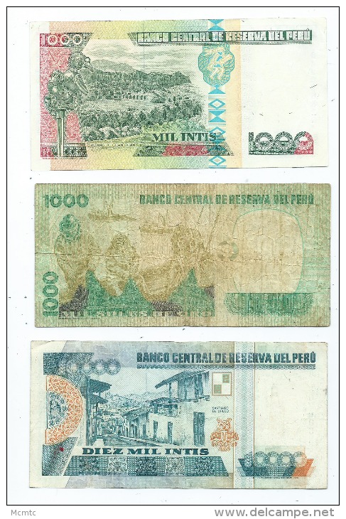 Lot De 3 Billets Du Pérou   (2 Scans ) - Perú