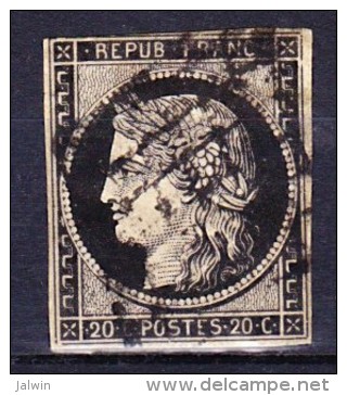 FRANCE CERES 1849 YT N° 3 Obl. GRILLE - 1849-1850 Cérès