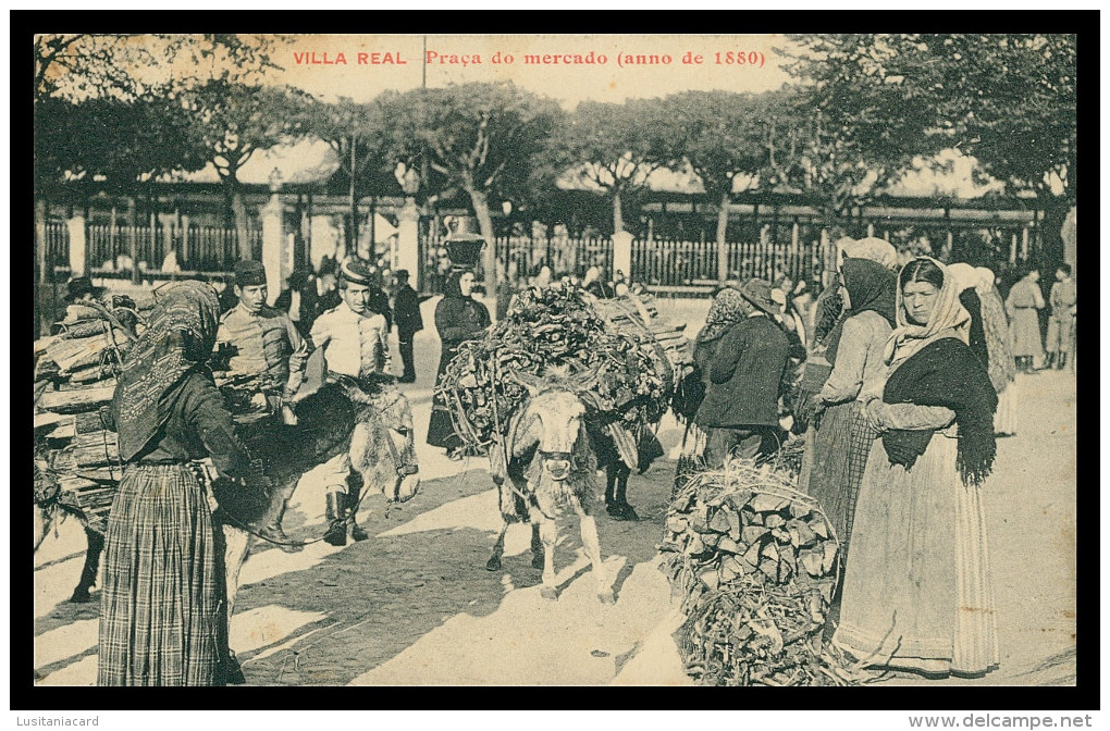 VILA REAL - FEIRAS E MERCADOS - Praça Do Mercado (anno 1880)( Ed. Tab.Cardeal) Carte Postale - Vila Real