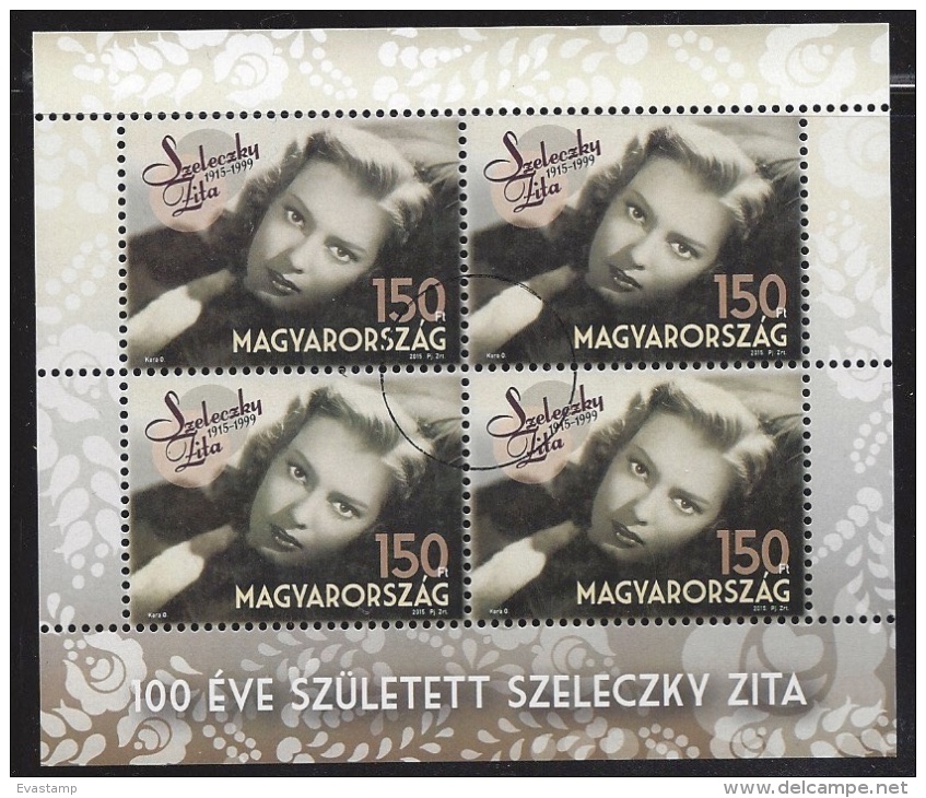 HUNGARY - 2015. SPECIMEN - Minisheet - Zita Szeleczky, Famous Hungarian Actress - Proeven & Herdrukken