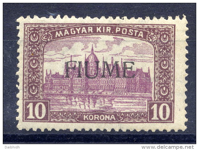 FIUME 1918 Parliament 10 Kr Handstamp Overprint MNH / **.  Michel 25 II - Fiume