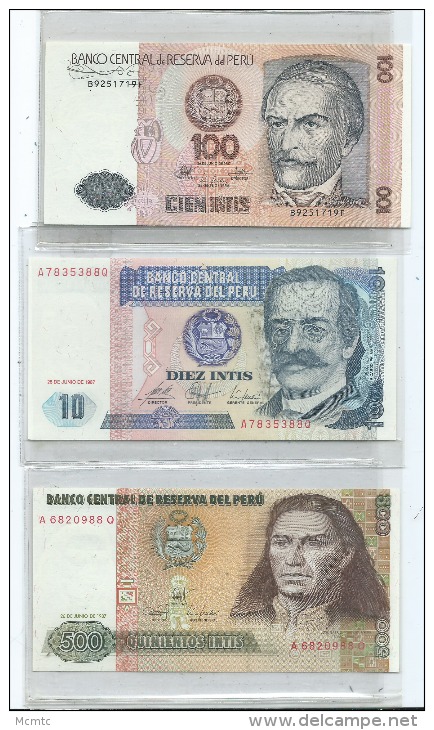 Lot 3 Billets  Du Pérou  (2 Scans) - Pérou