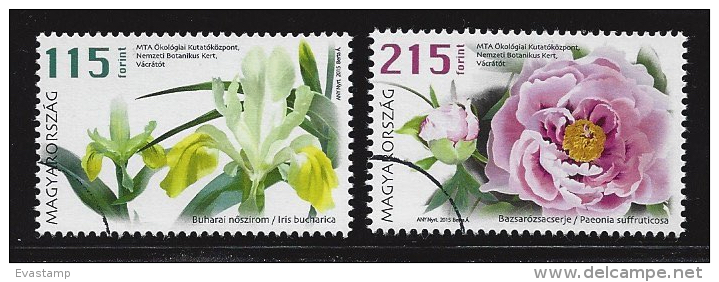 HUNGARY-2015. SPECIMEN -  Flowers From National Botanical Garden At Vácrátót / Iris And Tree Peony - Ensayos & Reimpresiones