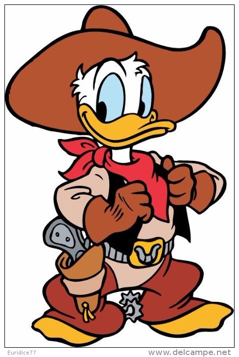 Donald Duck Cowboy Cartoon Sticker 13x8 Cm. Aprox. - Otros & Sin Clasificación