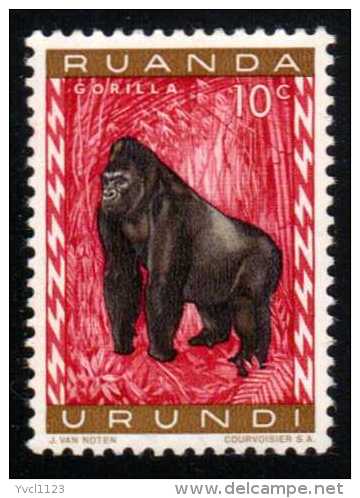 RUANDA-URUNDI - Scott #137 Gorilla Gorilla (*) / Mint H Stamp - Unused Stamps