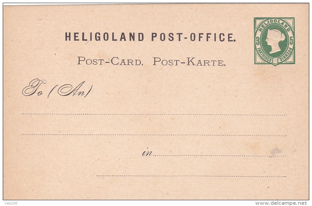 ENTIER POSTAL / POST CARD / HELIGOLAND POST OFFICE / 5 PFENNING - 3 FARTHINGS / NEUF - Heligoland
