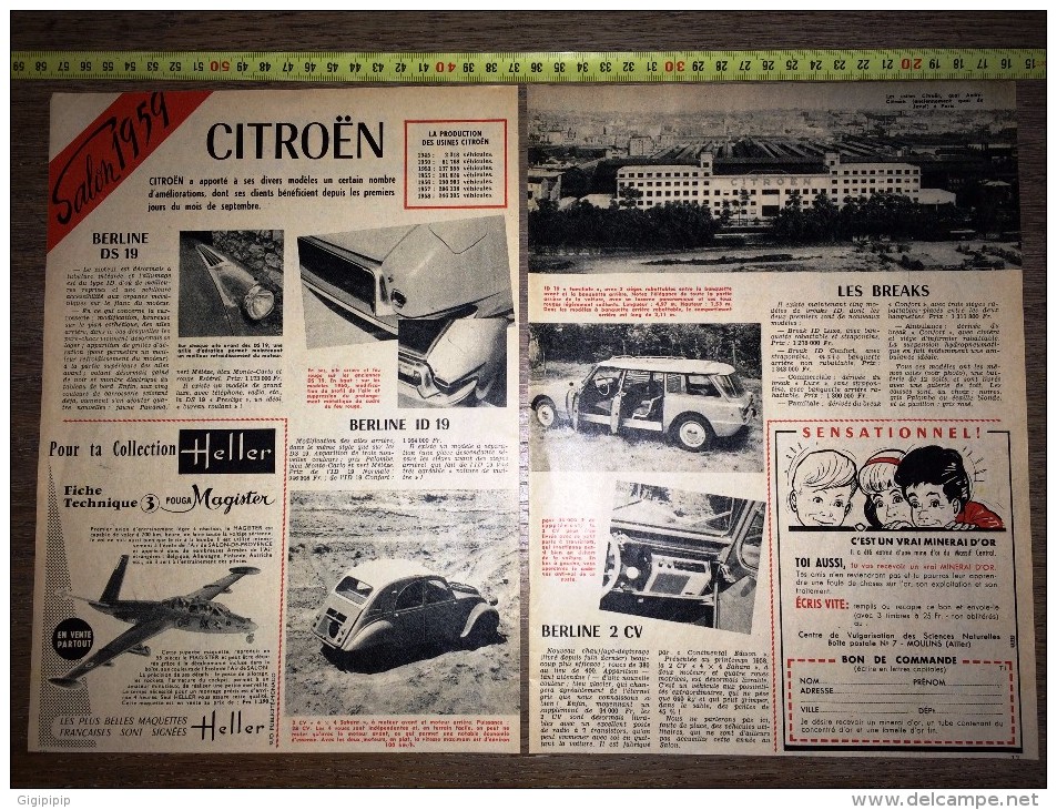 PUB PUBLICITE AUTO CITROEN BERLINE DS ID 19 2 CV 2CV SAHARA USINES ANDRE CITROEN QUAI DE JAVEL PARIS - Collezioni