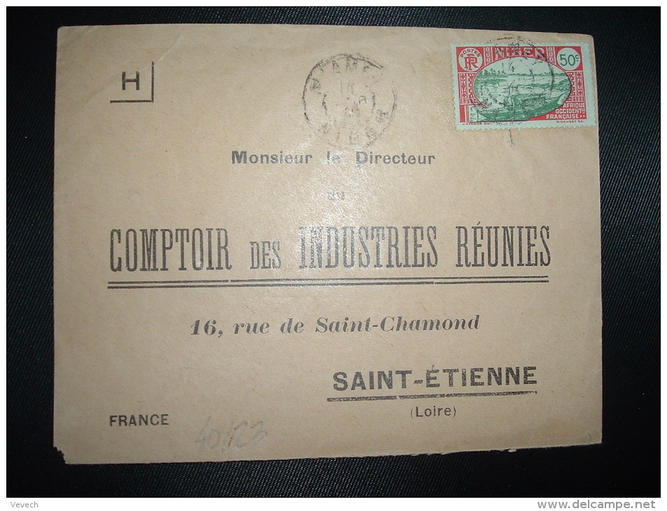 LETTRE Pour La FRANCE TP AOF NIGER 50c OBL.14 FEVR 33? NIAMEY NIGER - Cartas & Documentos