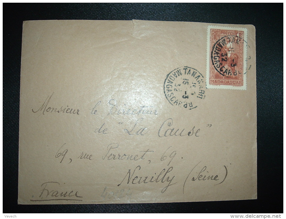 LETTRE Pour La FRANCE TP 50c OBL.15-3-32 TANANARIVE RP - Covers & Documents