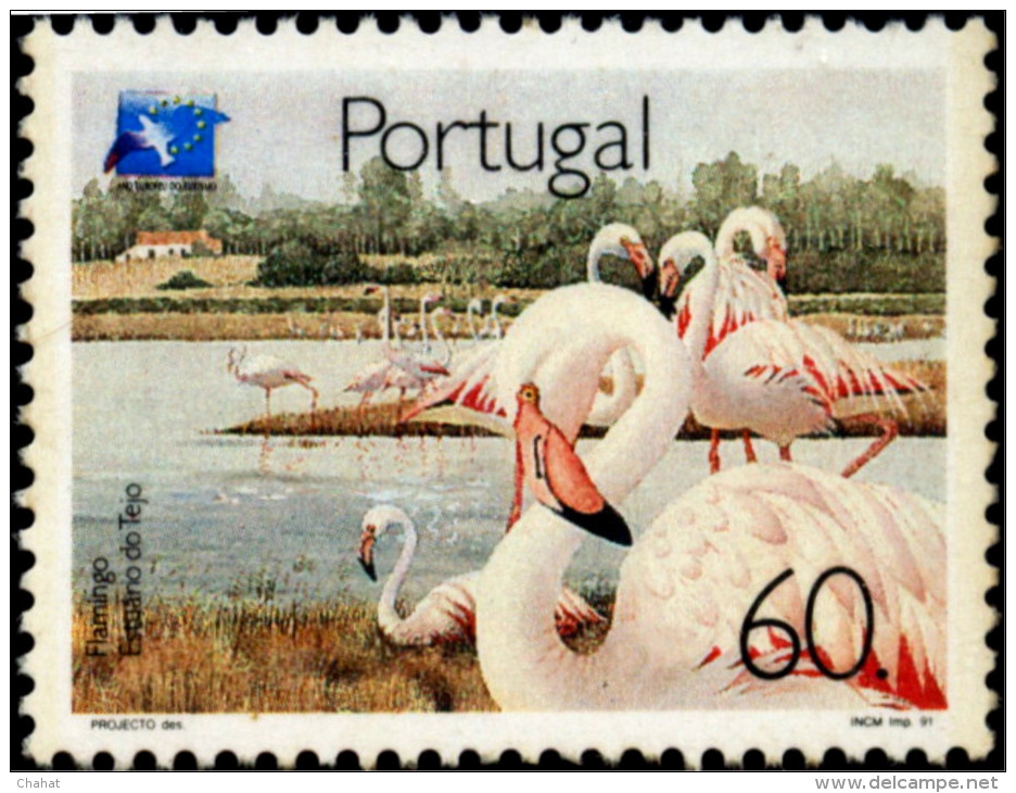 BIRDS-FLAMINGOS-PORTUGAL-MNH-B3-574 - Flamants