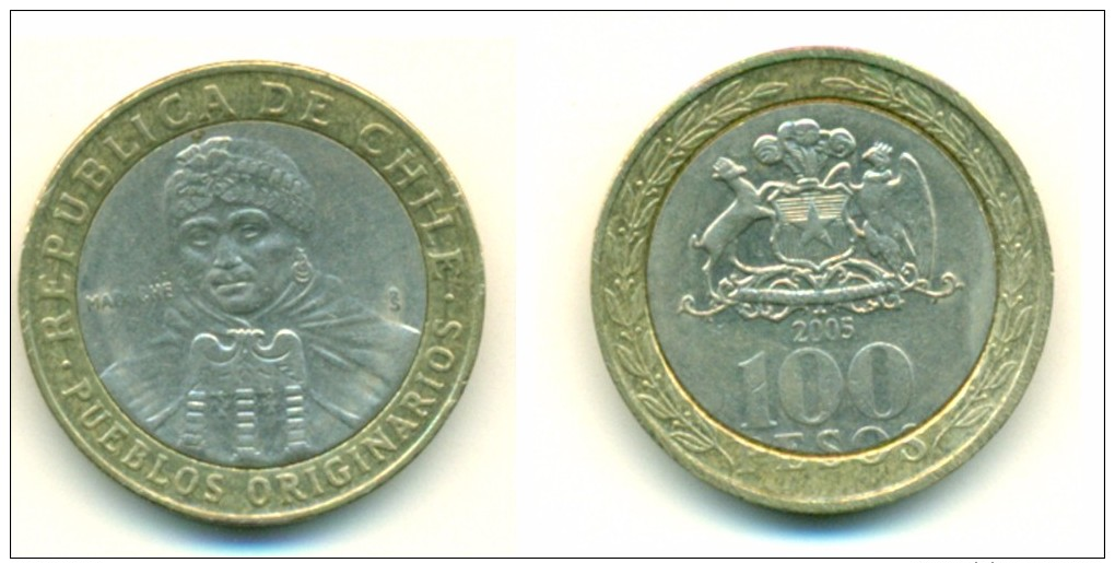 2005 Chile Bimetallic 100 Pesos Coin - Chile